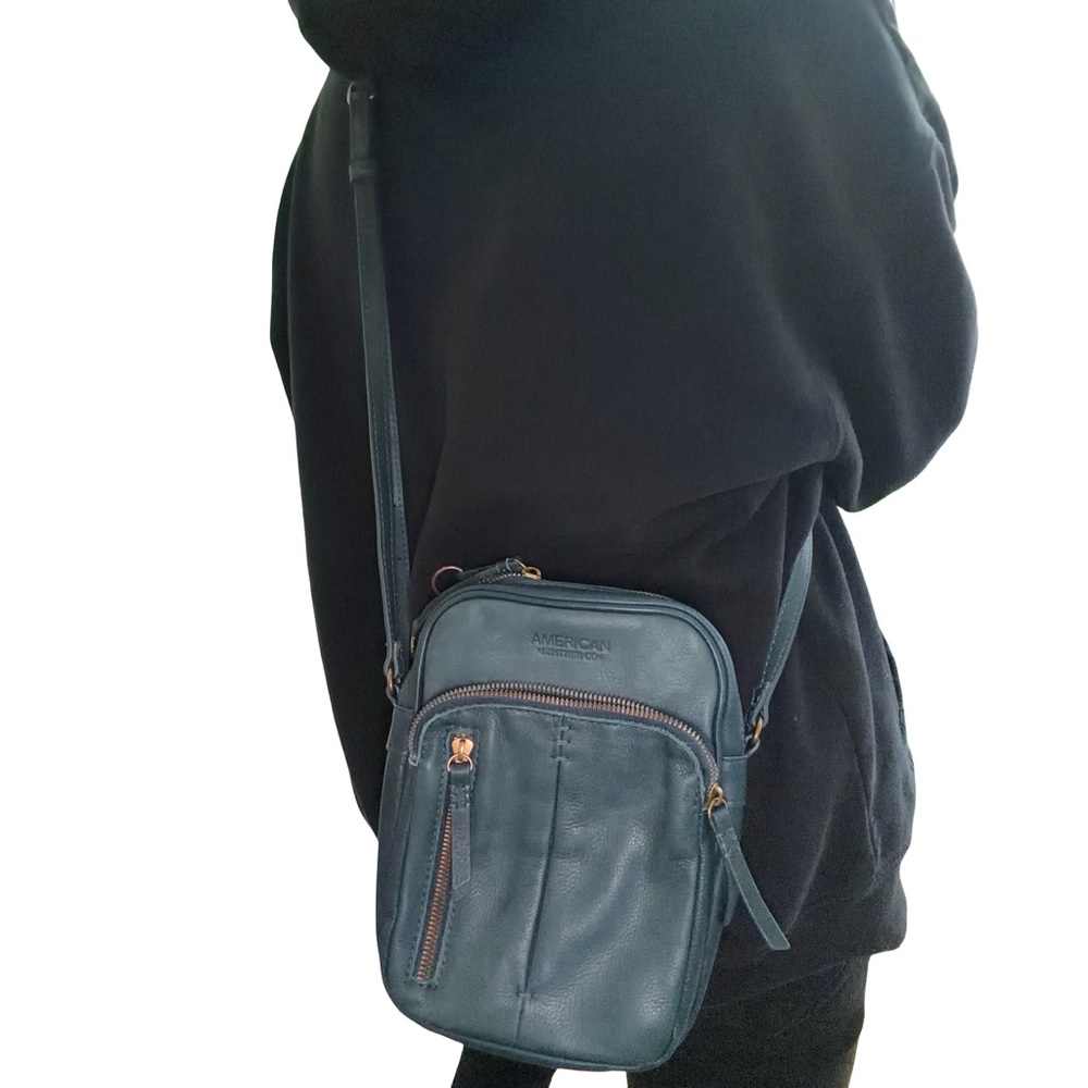 American‎ Leather Co. Teal Crossbody Bag - Picture 9 of 10